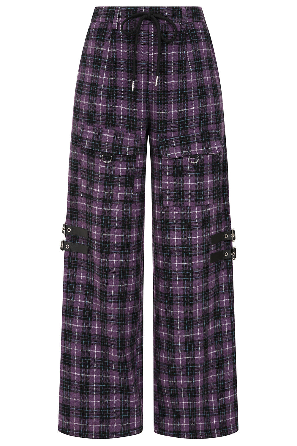 Banned Alternative Black/Purple Checkpoint Chaos Trousers