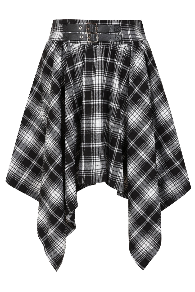 Banned Alternative Black/White Slashcheck Skirt