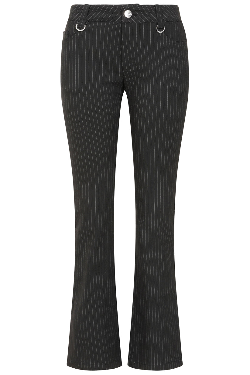 Banned Alternative Black Pinstripe Gravepunk Low-rise Flares