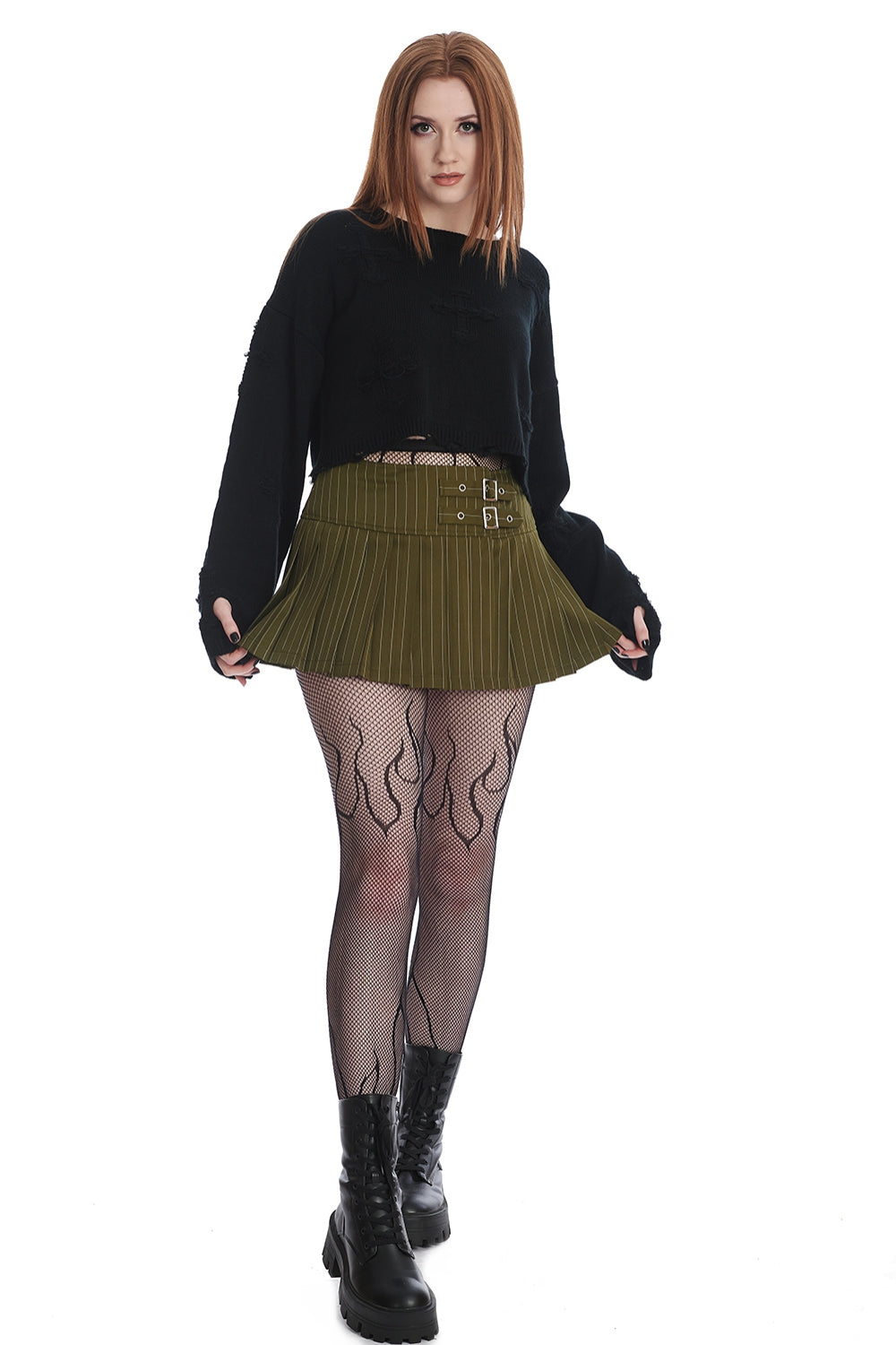 Banned Alternative FLAMES FISHNET TIGHTS