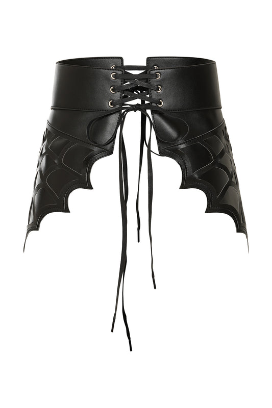 BANNED Twilight Time Corset Belt Adjustable Cut-Out Waist Belt with Gothic Flair