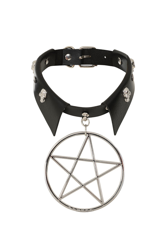 BANNED Restrict Pentagram Choker Gothic Statement Necklace with Pentagram Design