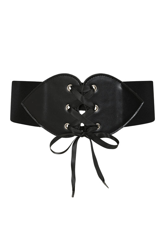 BANNED Sweetheart Elastic Belt Retro and Rockabilly Laced Heart Elasticated Belt
