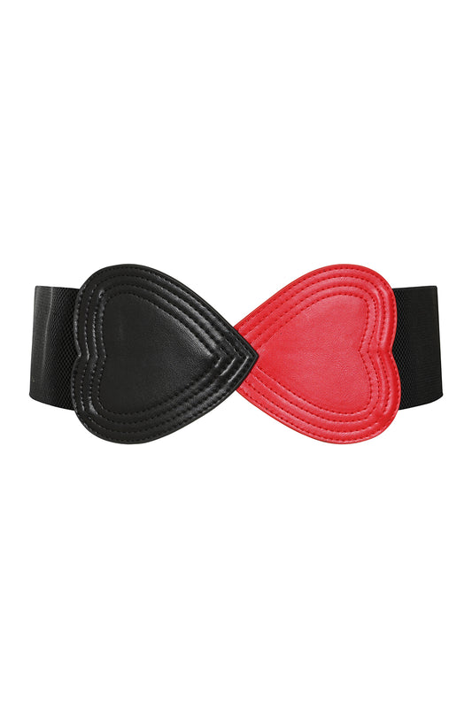 BANNED Heartbeat Elastic Belt Retro and Rockabilly Heart Elasticated Belt