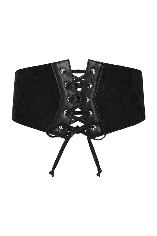 BANNED Hallow Keepers Lace Belt Lace Belt with Gothic Corset Lacing