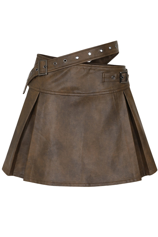 Banned Alternative Maya asymmetrical waistline skirt in faux leather