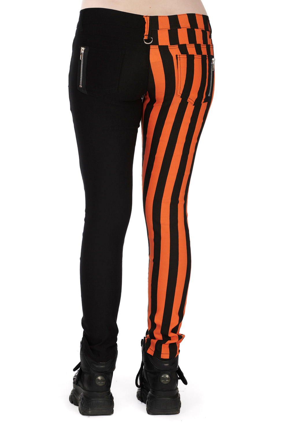 Banned Alternative Half Black Half Striped Trousers