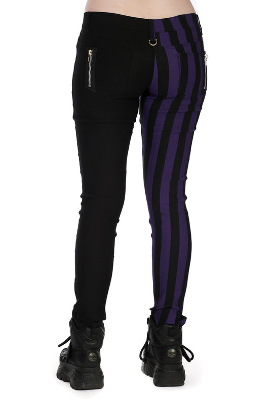 Banned Alternative Half Black Half Striped Trousers