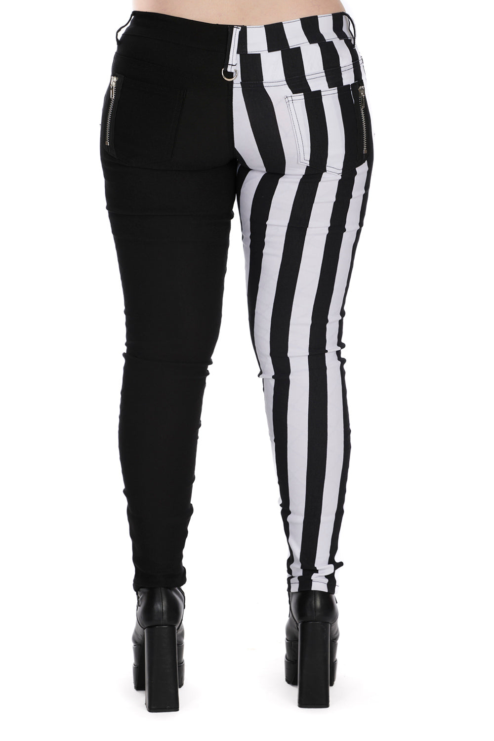 Banned Alternative Half Black Half Striped Trousers