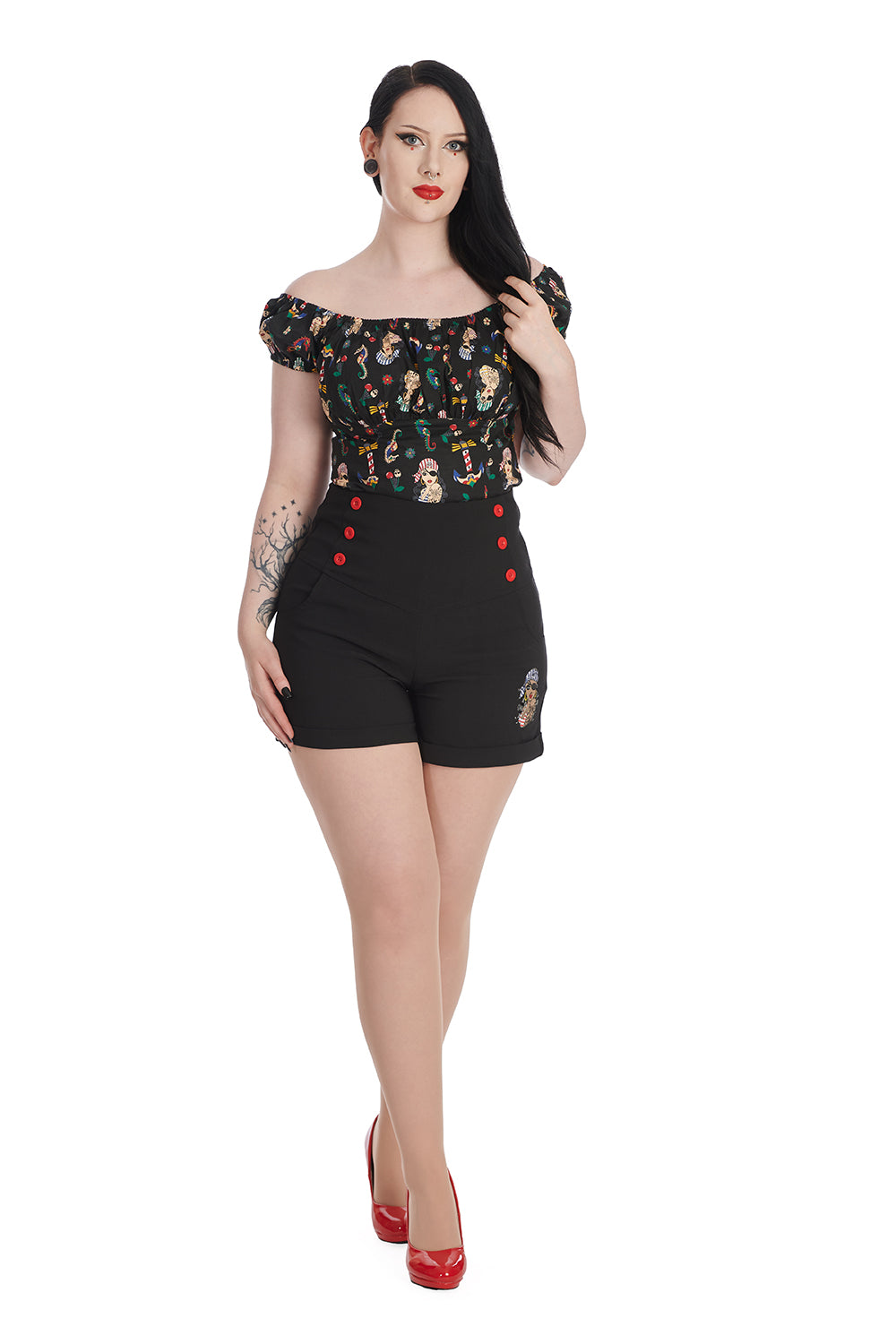 Banned Alternative ANCHOR PIN UP PRINT TOP