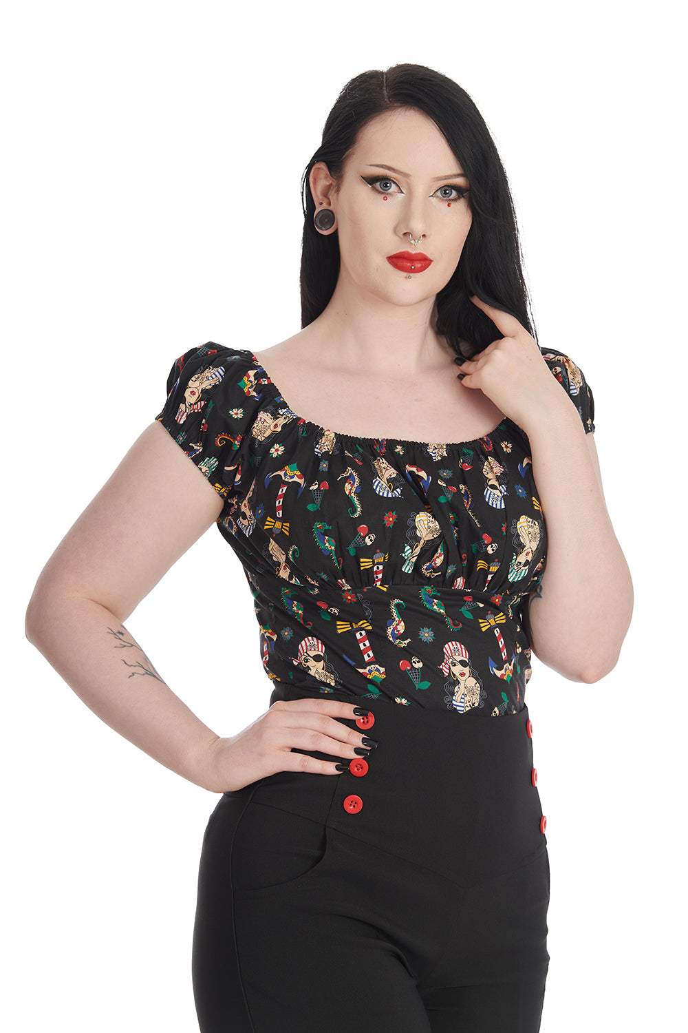Banned Alternative ANCHOR PIN UP PRINT TOP
