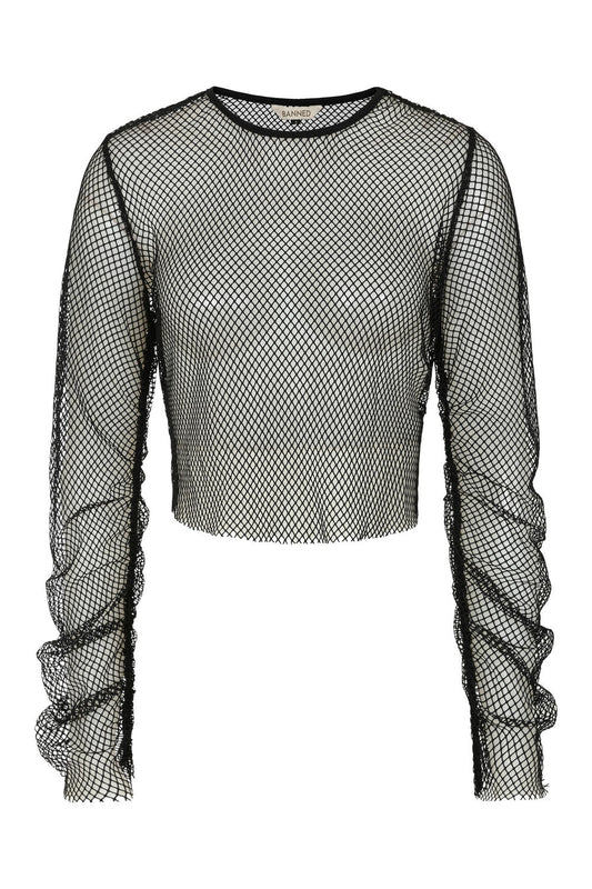 Banned Alternative Zoey Ruched Fishnet Top