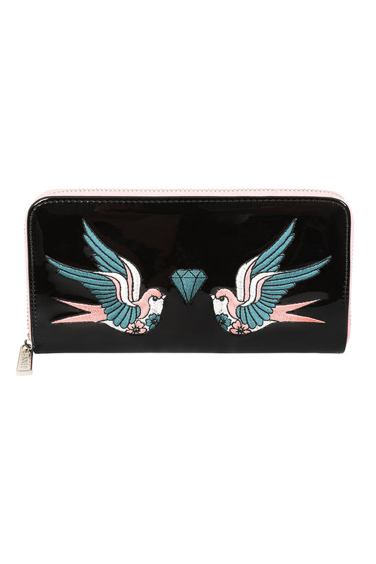 BANNED The Swallows Return Lacquer Wallet | Rockabilly Card Organizer
