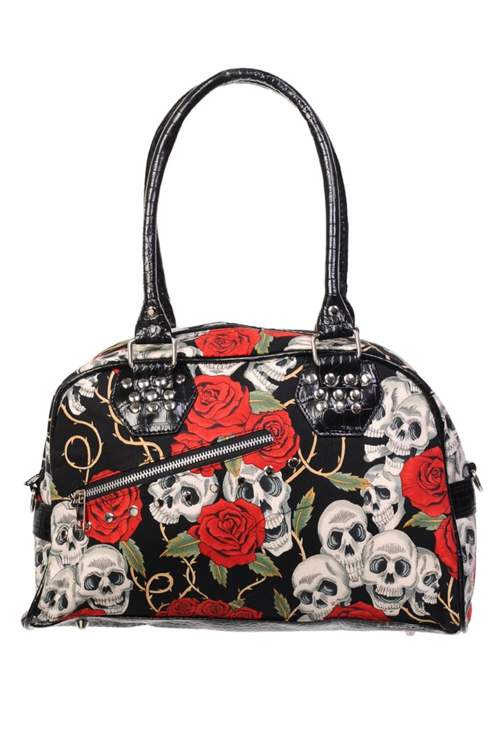 Banned Alternative Medium Skull Roses Handbag