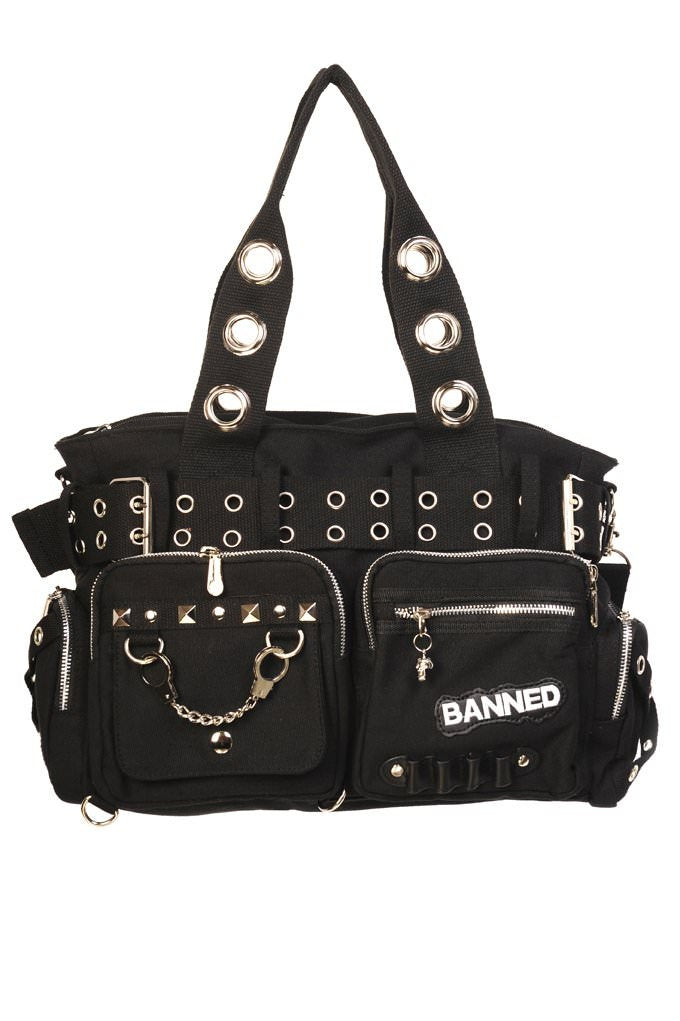 Banned Alternative Sweet Revenge Handcuff Striped Handbag