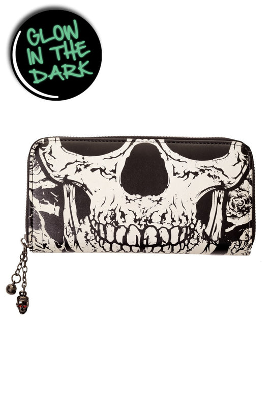 Black wallet with skull print