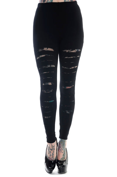 High Waisted Black Ripped Leggings by Banned Alternative