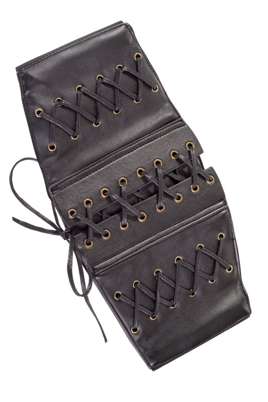Corset style wide belt in black