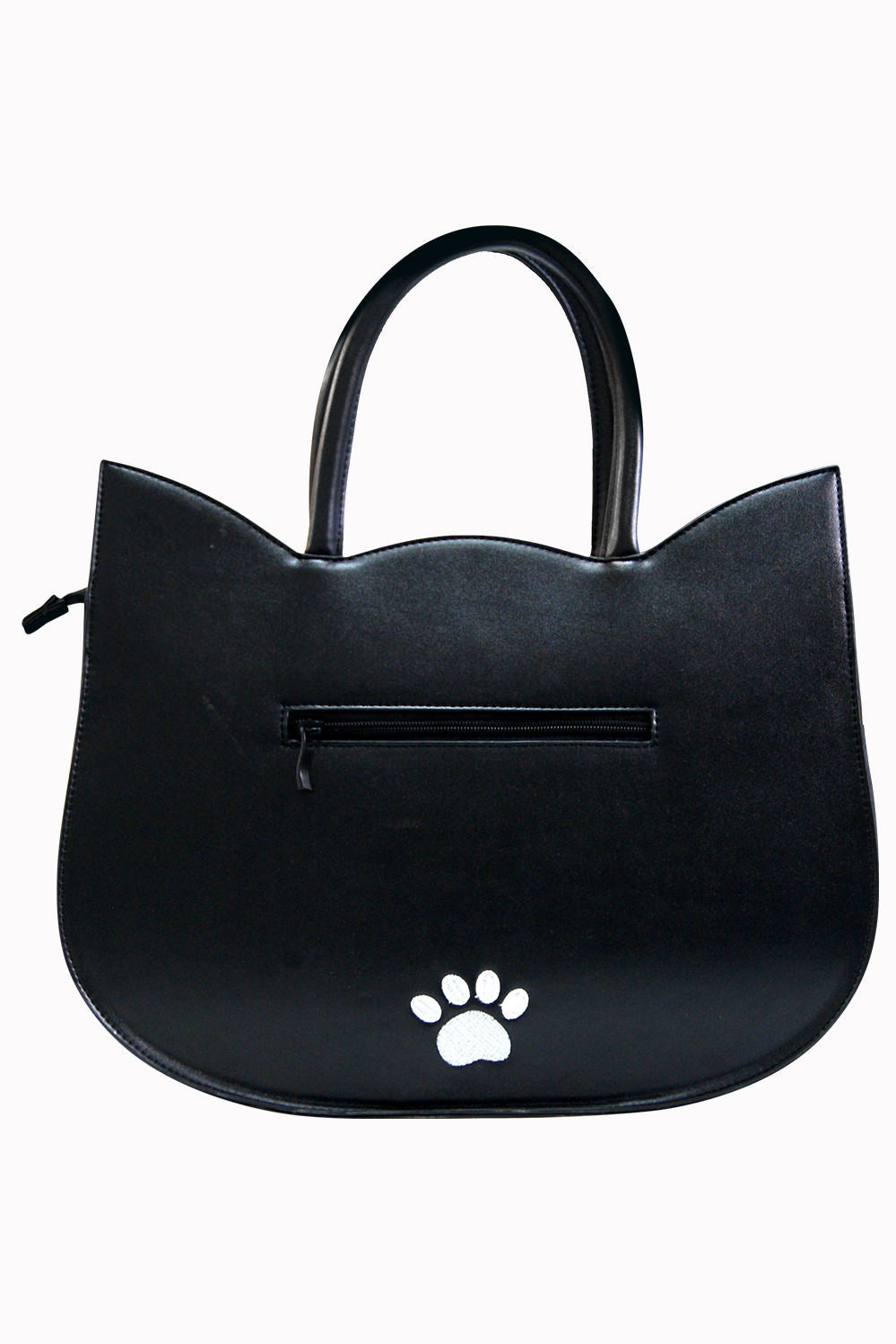 Large cat head shaped hand bag with paw print on back