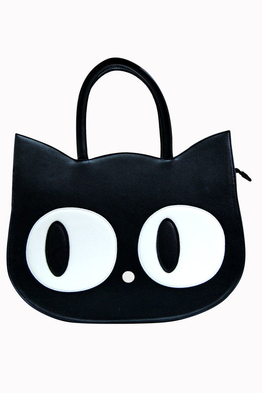 Large cat head shaped hand bag with large eyes
