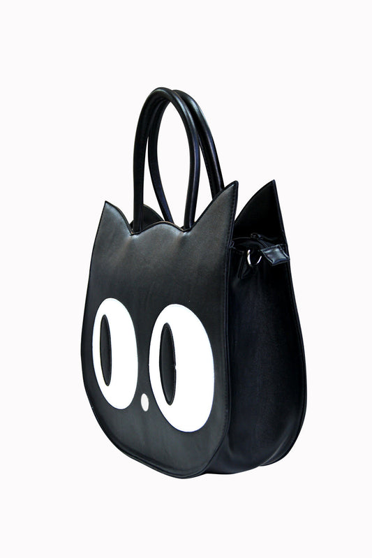 Large cat head shaped hand bag with large eyes
