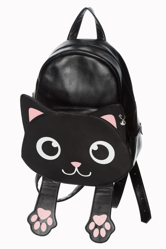 Cat print in black back pack