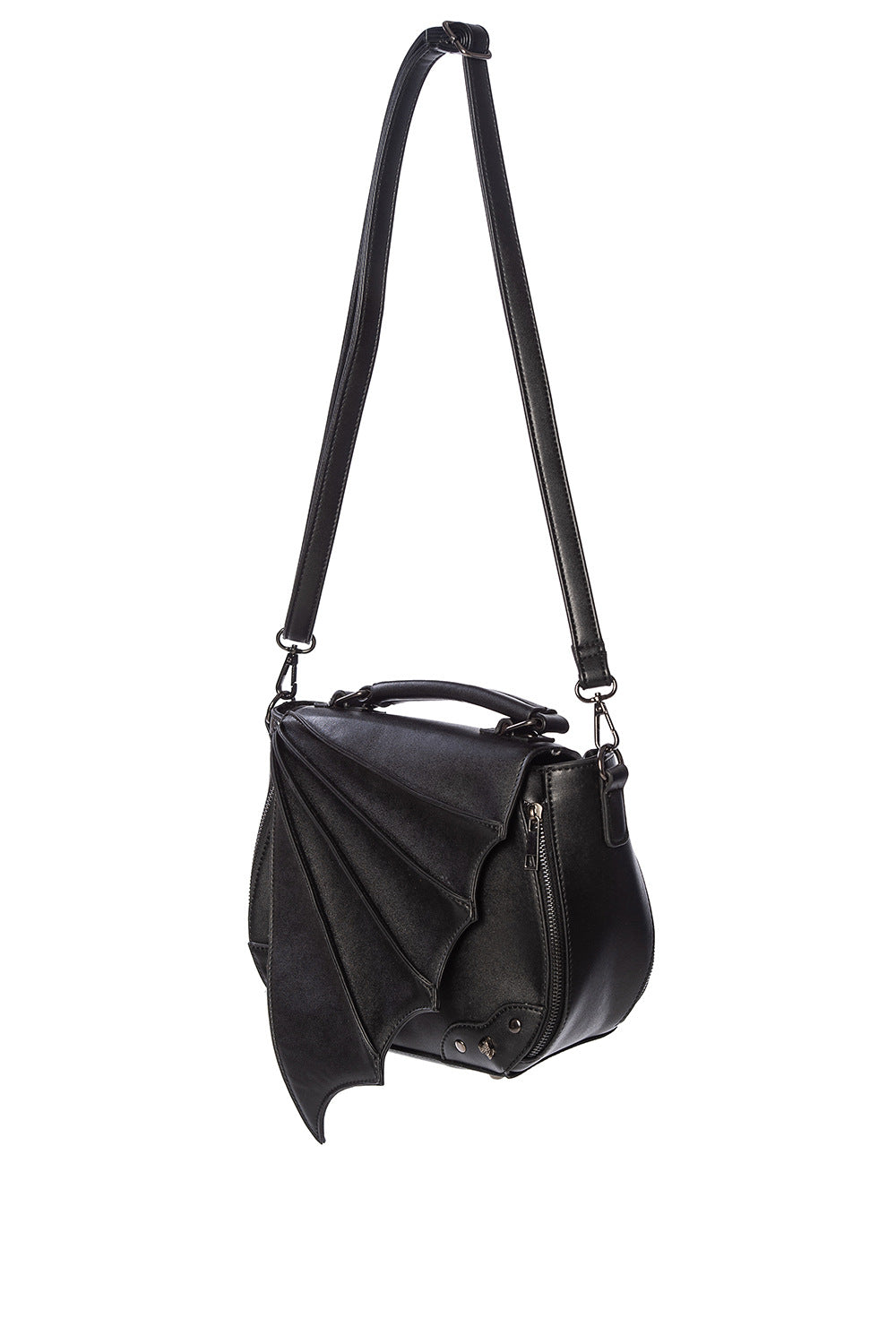 Satchel style handbag in back with bat wing 