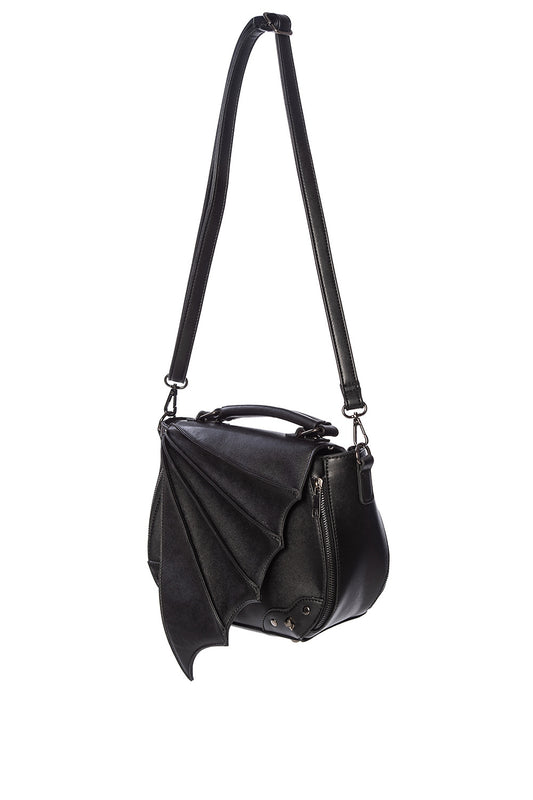 Satchel style handbag in back with bat wing