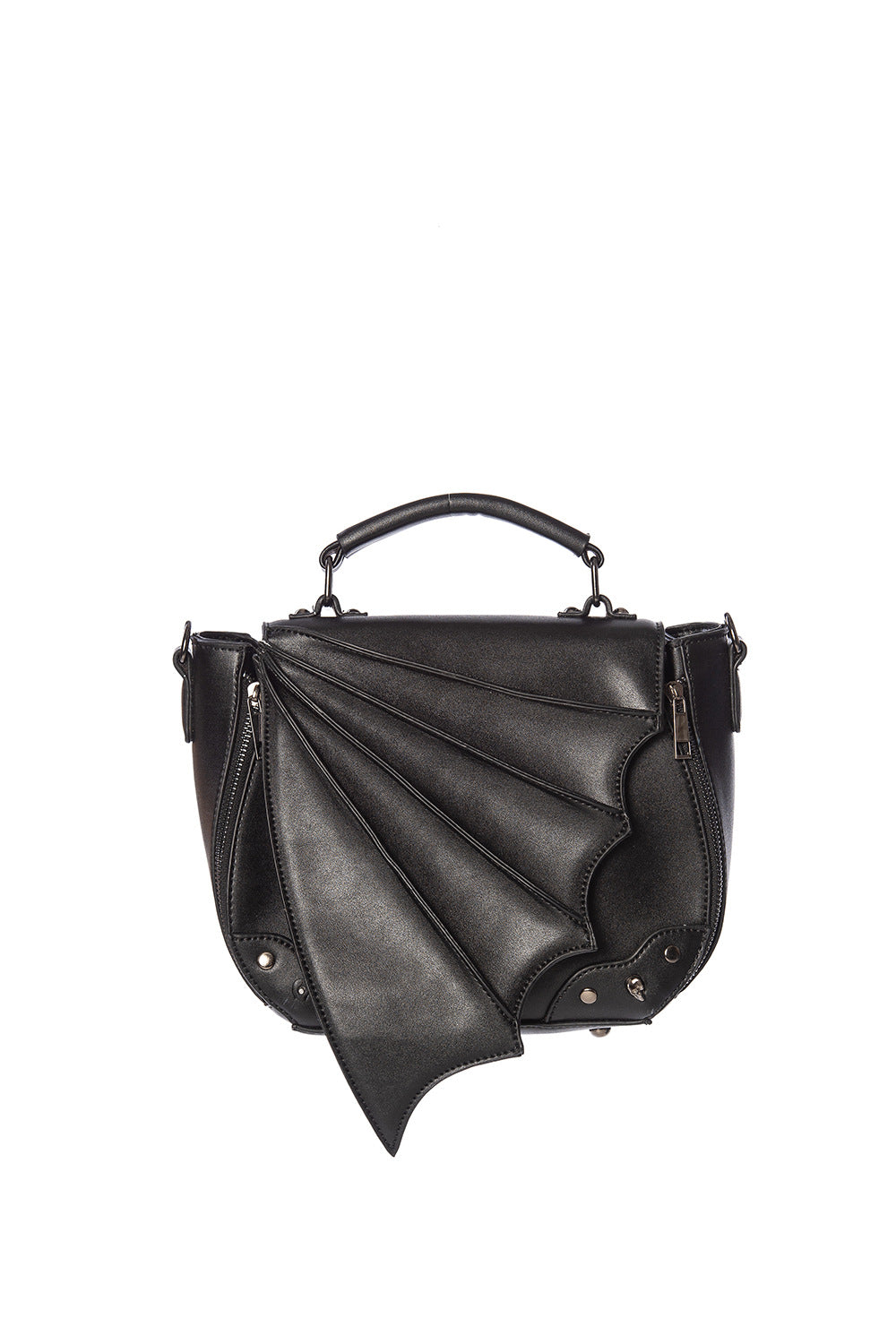 Satchel style handbag in back with bat wing 