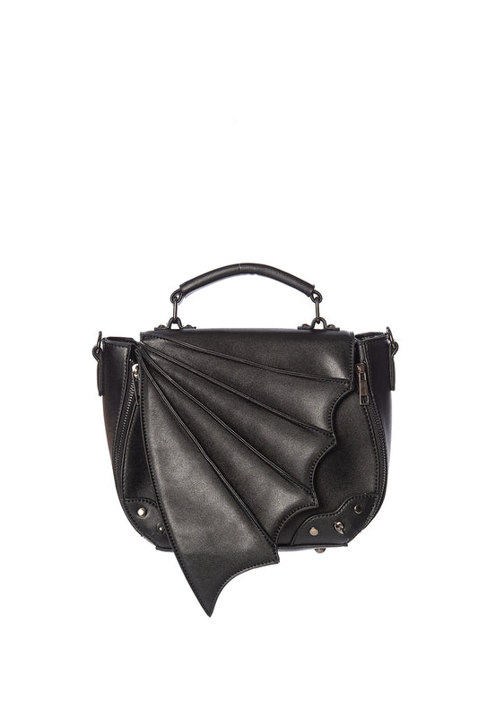 Satchel style handbag in back with bat wing