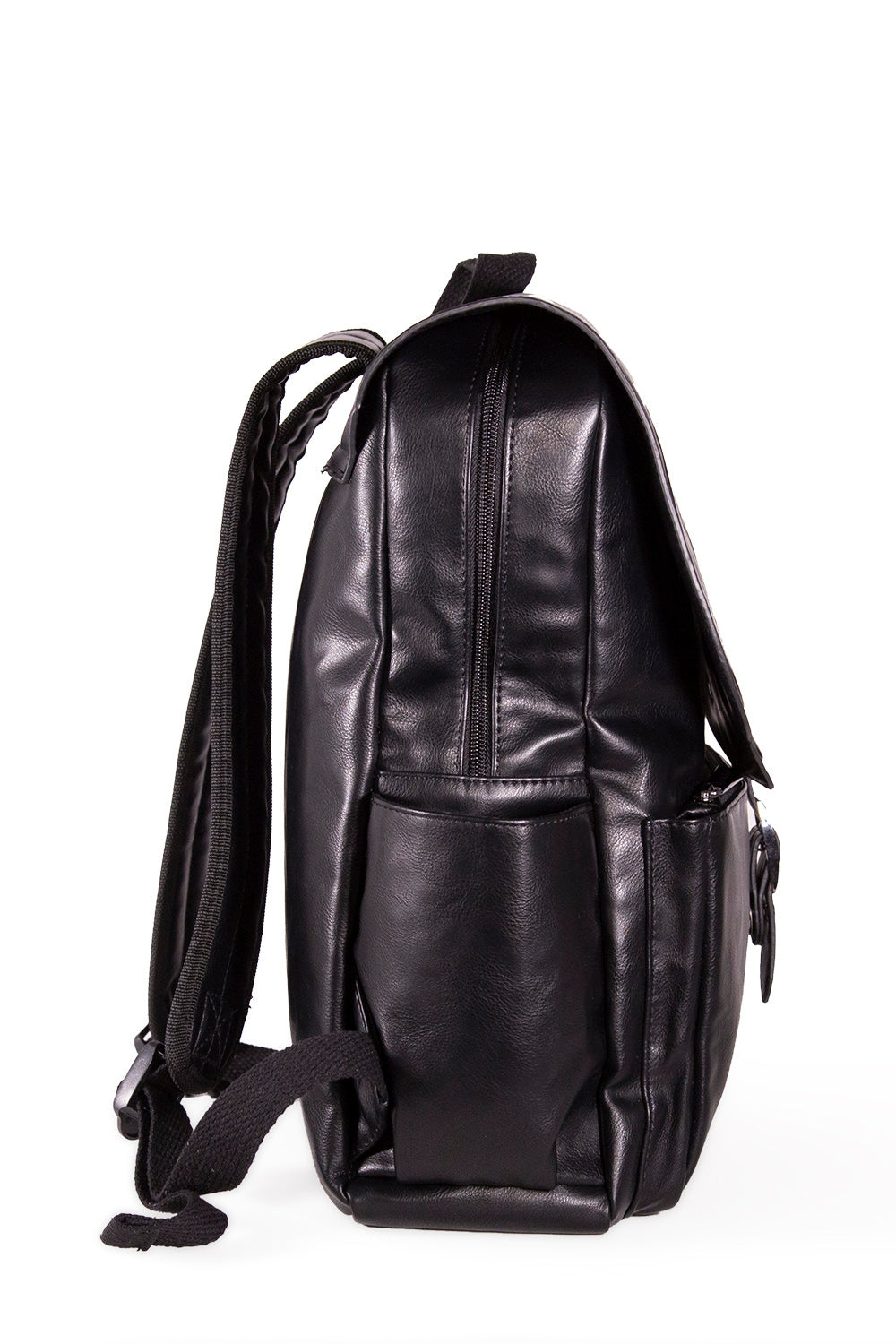 Black backpack with two embossed skulls and buckle 