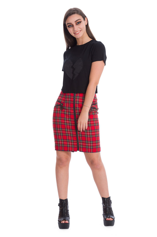 Banned Alternative Tartan Zip Pencil Skirt