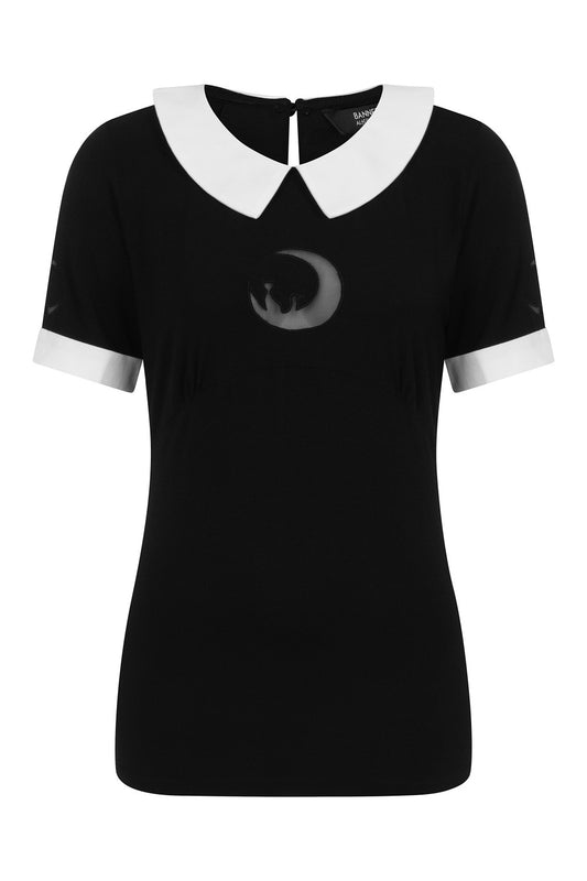 Banned Alternative Moon Dreaming Black and White Collar Top