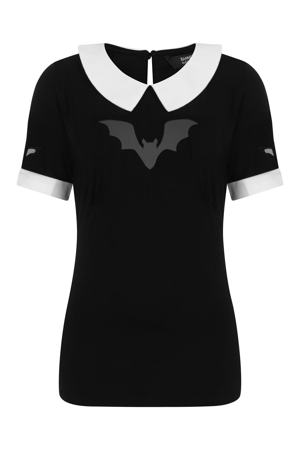 Black top with contrast collar and mesh bat panel 