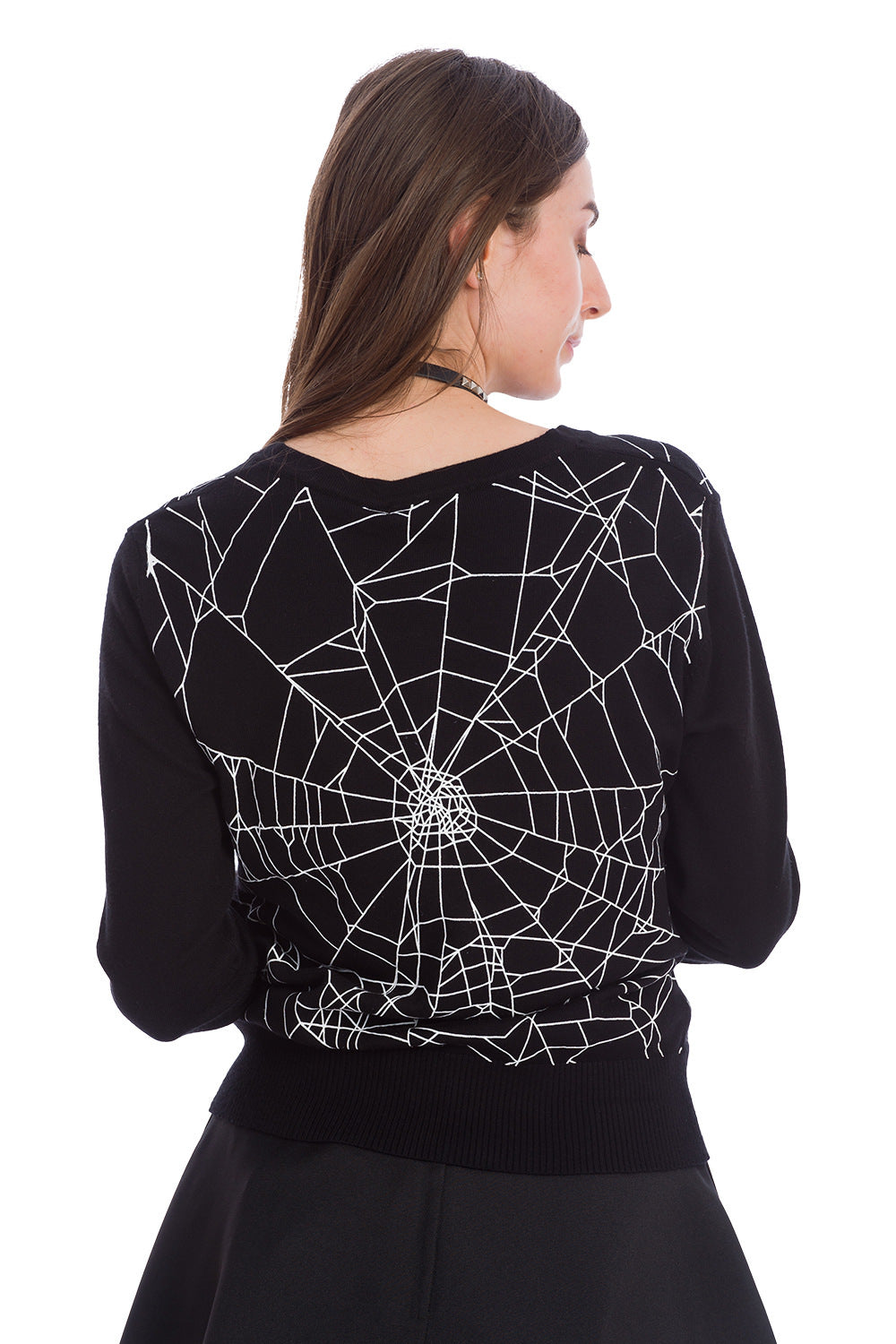 Banned Alternative Creepy Spider Web Cardigan Black