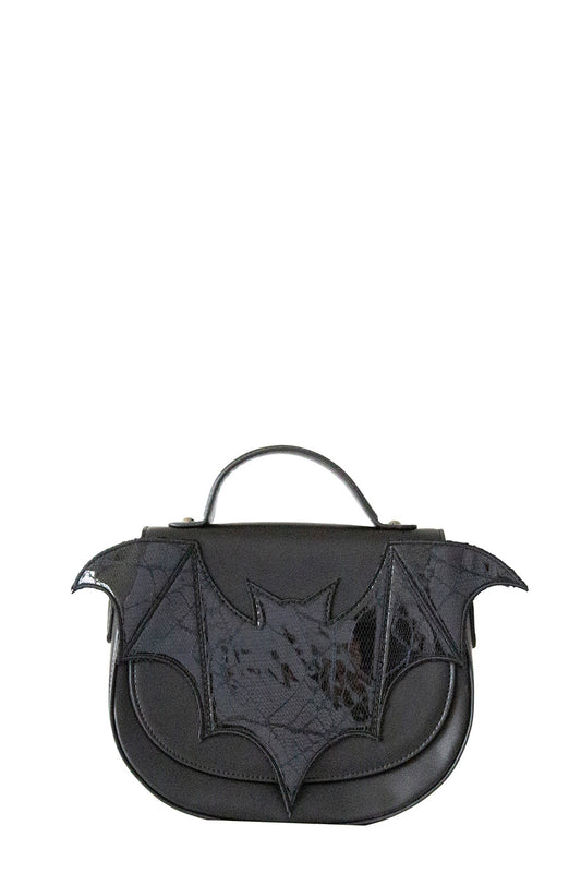 Bat print side body handbag