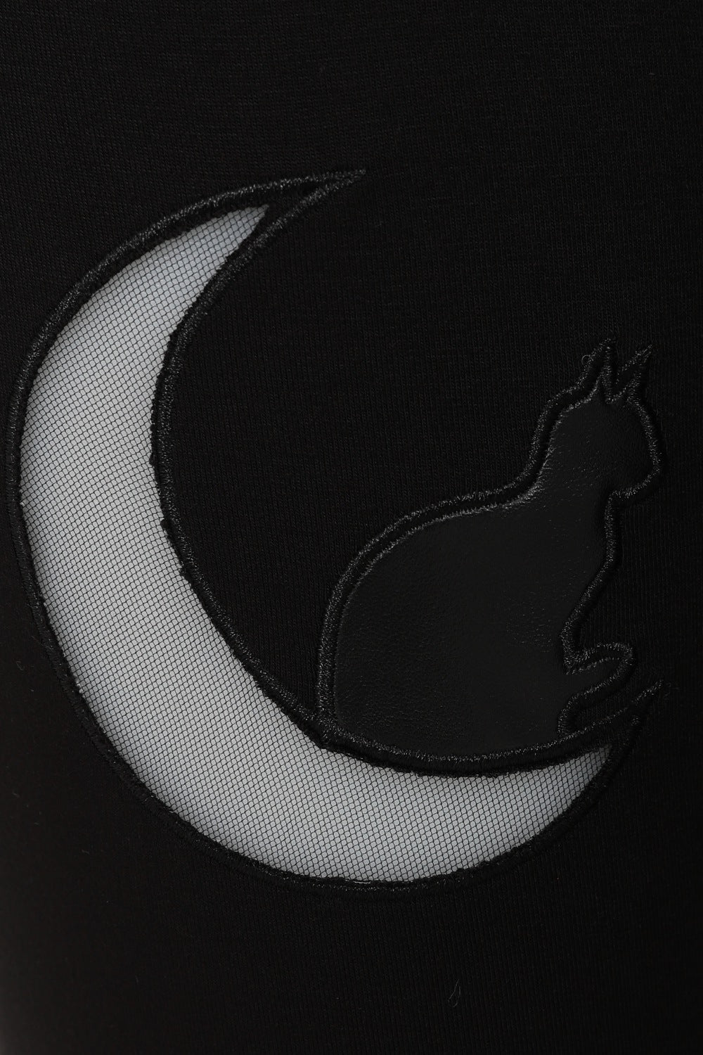 Close up on mesh moon with cat 