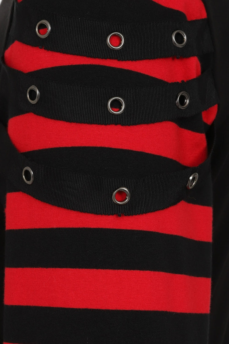 Banned Alternative Lycoris Stripe Sleeve Crop Top