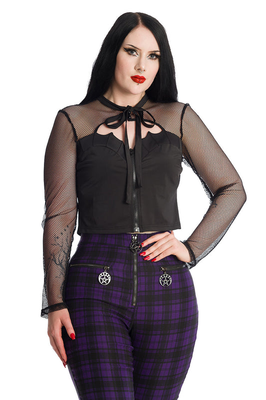 Banned Alternative Joliette Bat Wing Fishnet Mesh Top