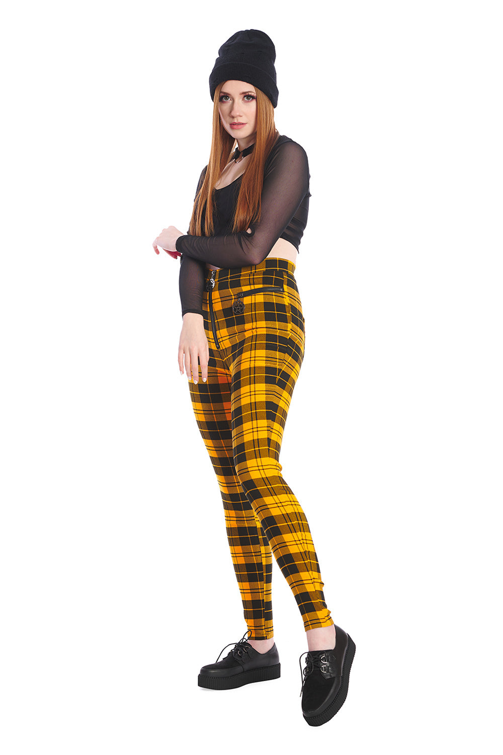Hot Topic Yellow Plaid Pants Large Trousers Stretch Womens Punk Goth  Clueless | eBay