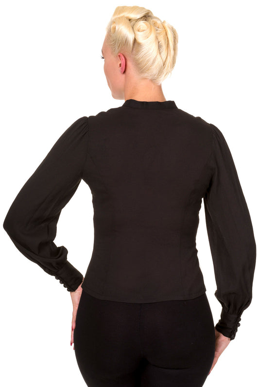 Back of black blouse