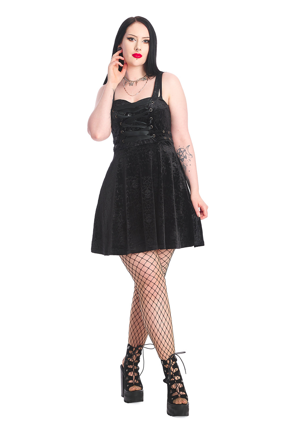 Banned Alternative Blair Black Chain Skater Dress