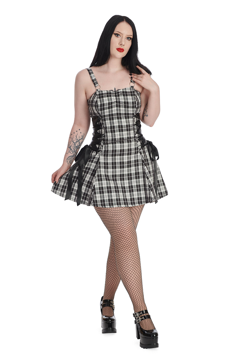alternative mini dress Gothic Gray Plaid Dress | Dark Academia Dress