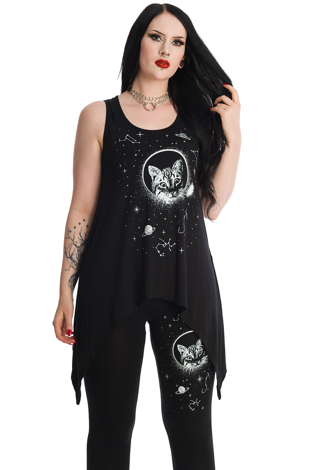 Banned Alternative Space Kitty Long Vest Top