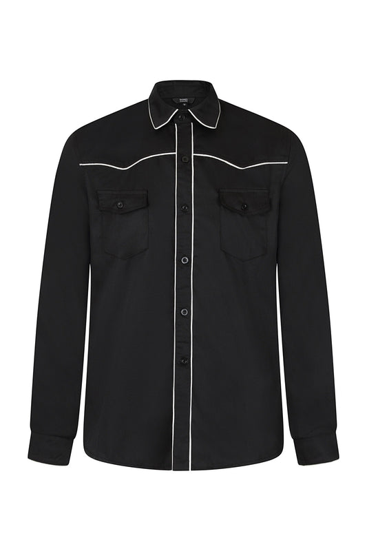 Banned Alternative Mens Western Trim Shirt Top