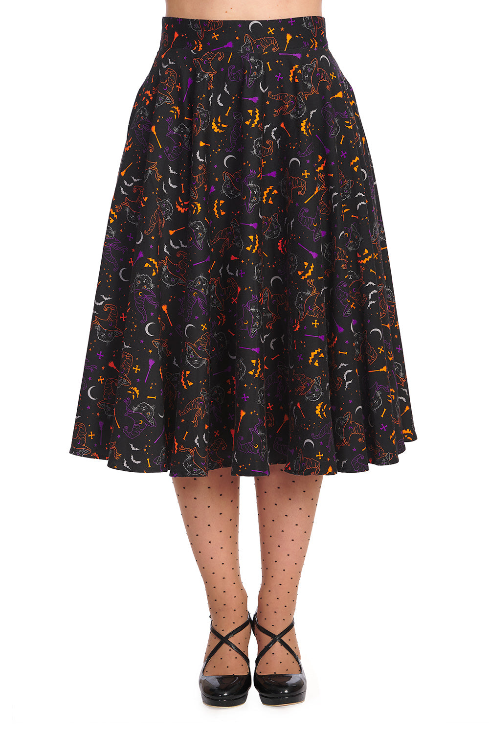 Banned Alternative All Hallows Cat Swing Skirt