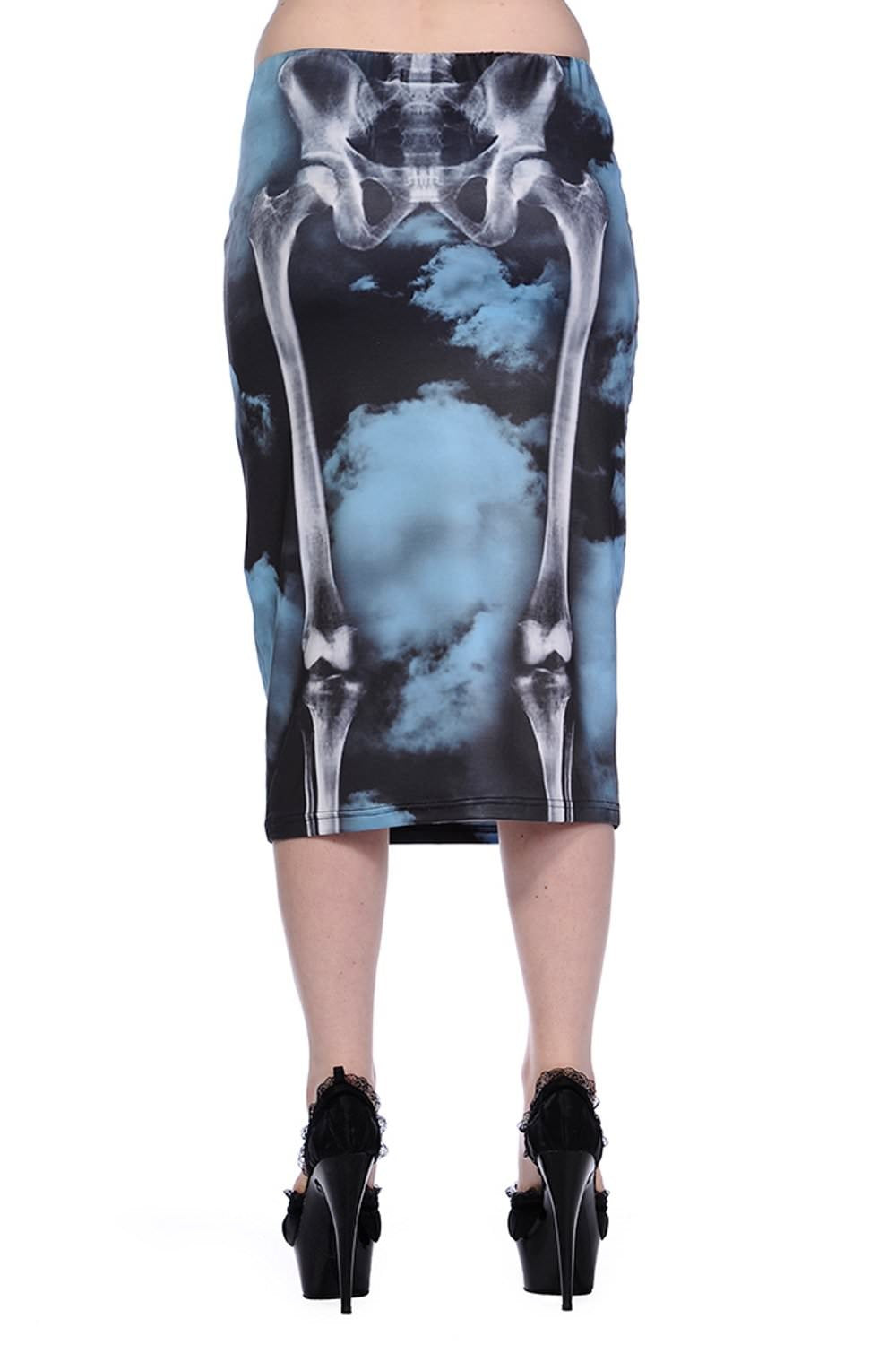 Banned Alternative Skeleton Black Pencil Skirt