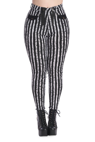 High waisted black and white hot sale striped jeans