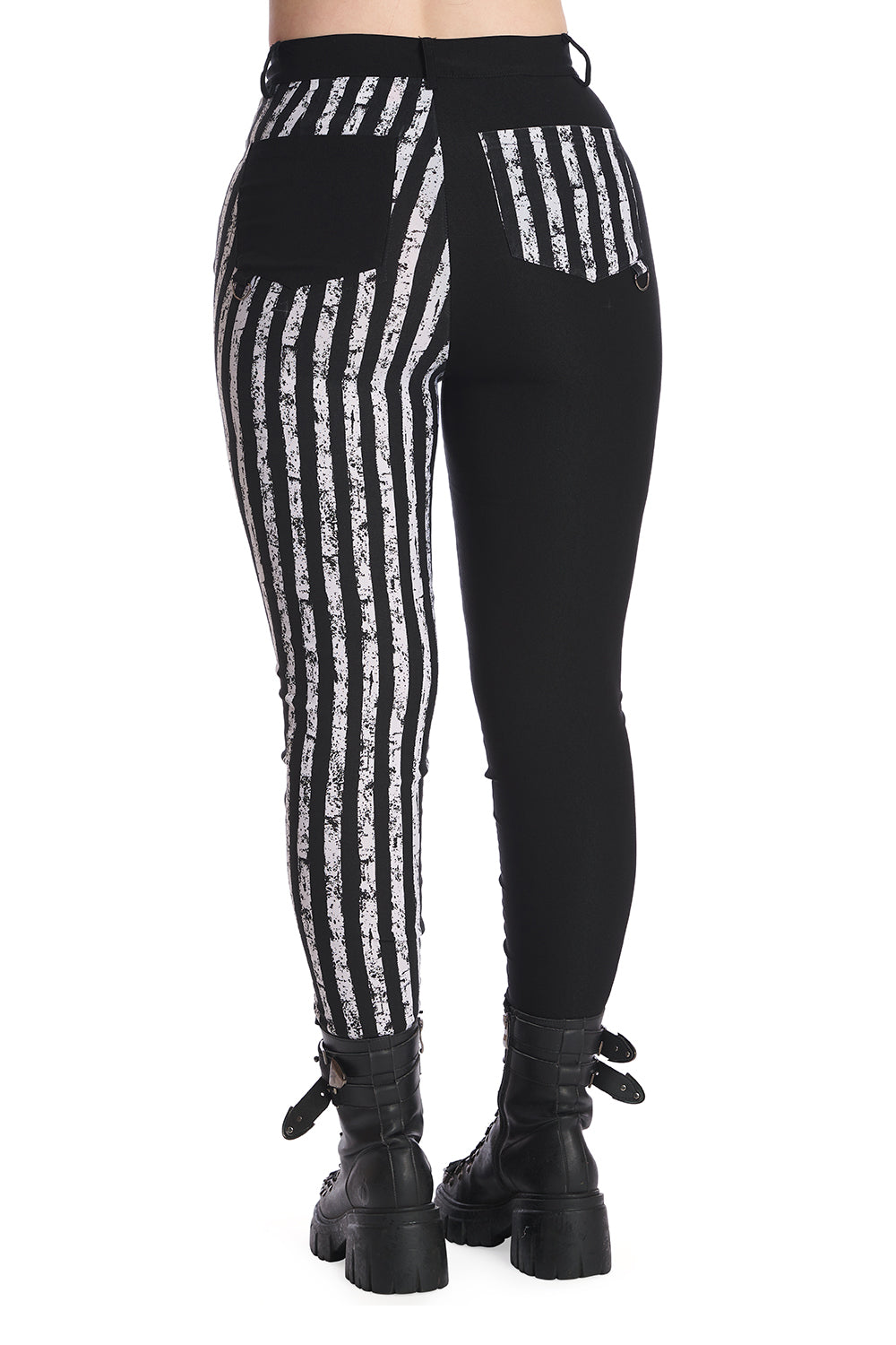 Banned Alternative Red Raw Striped Trousers