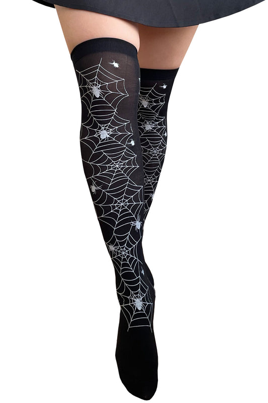Banned Alternative Spider Web Over The Knee Socks
